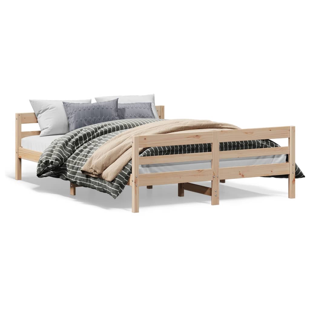 Bedframe met hoofdbord massief grenenhout 120x200 cm