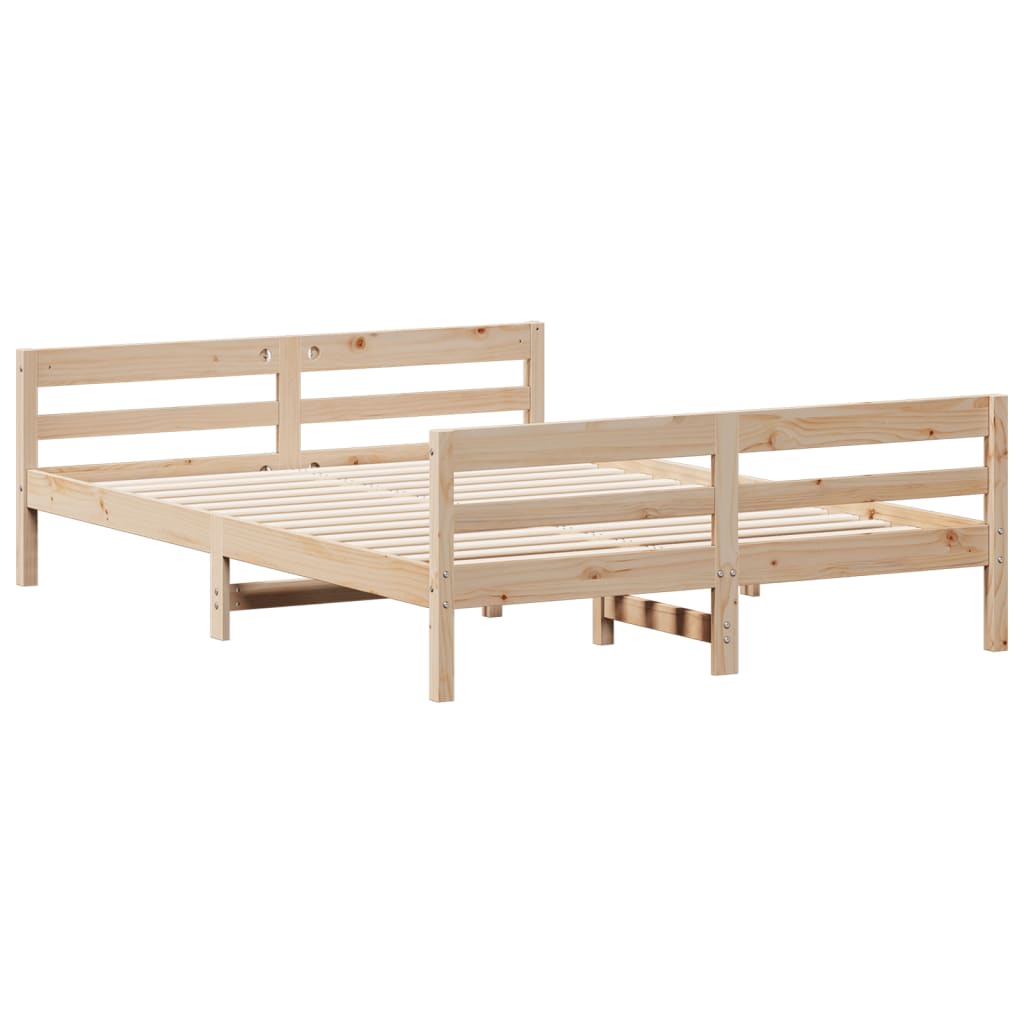 Bedframe met hoofdbord massief grenenhout 120x200 cm