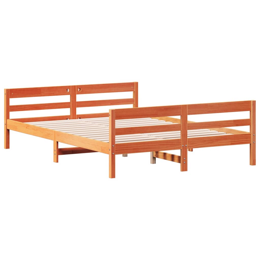 Bedframe met hoofdbord massief grenenhout 120x200 cm