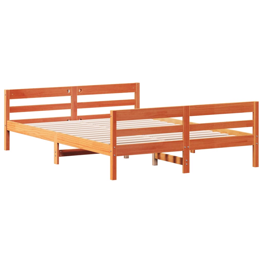 Bedframe met hoofdbord massief grenenhout 120x200 cm