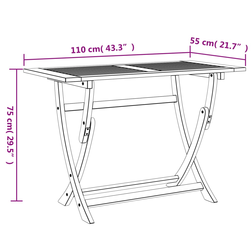 Tuintafel inklapbaar 160x85x75 cm massief acaciahout