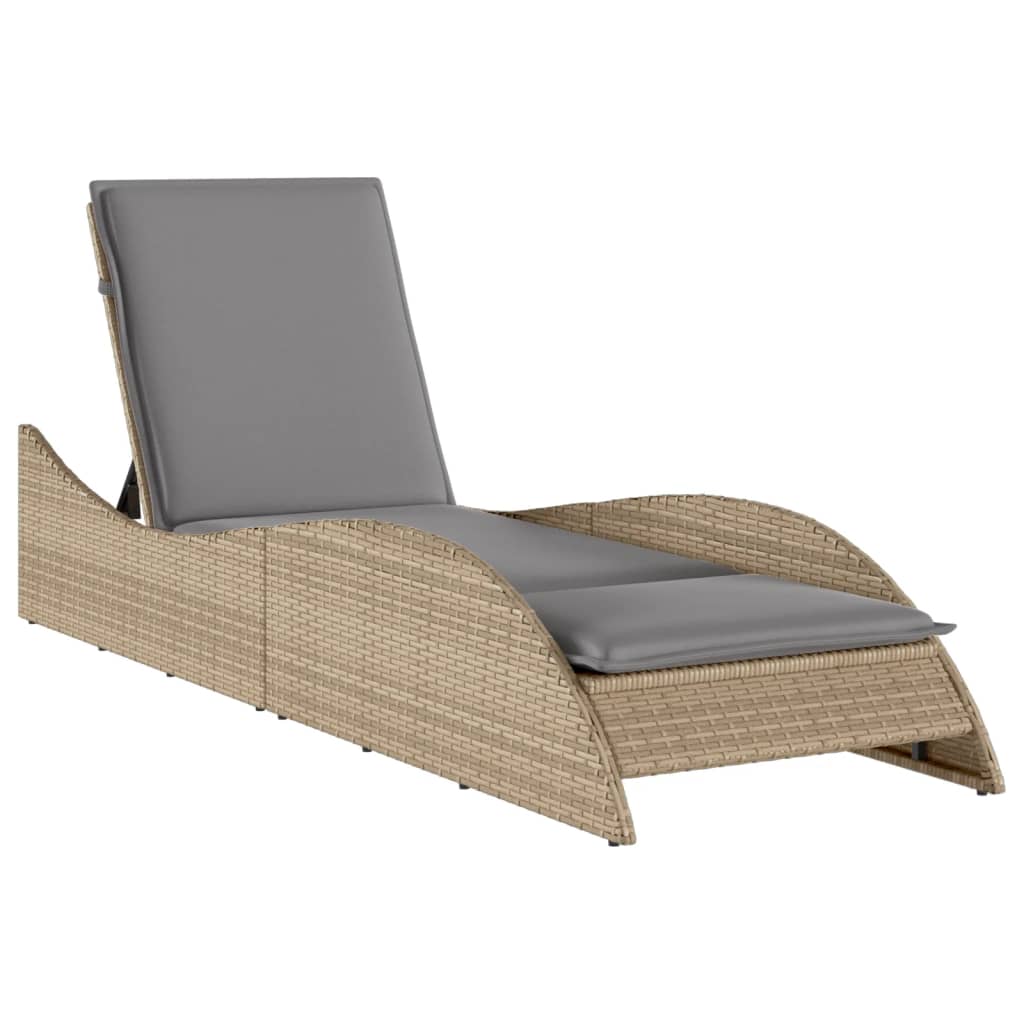 Ligbed met kussens 114x205x73 cm poly rattan bruin