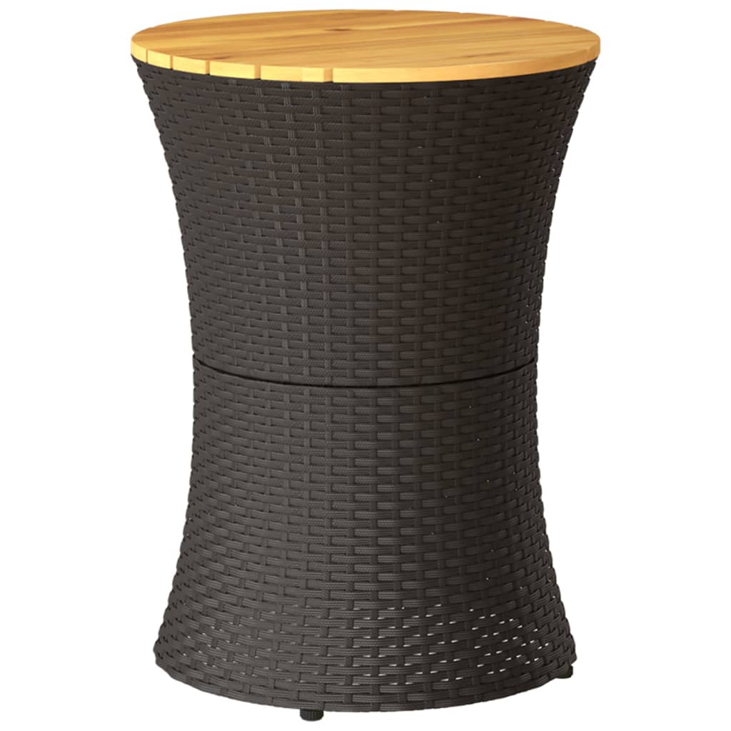 Tuinbijzettafel trommelvormig poly rattan en massief hout beige