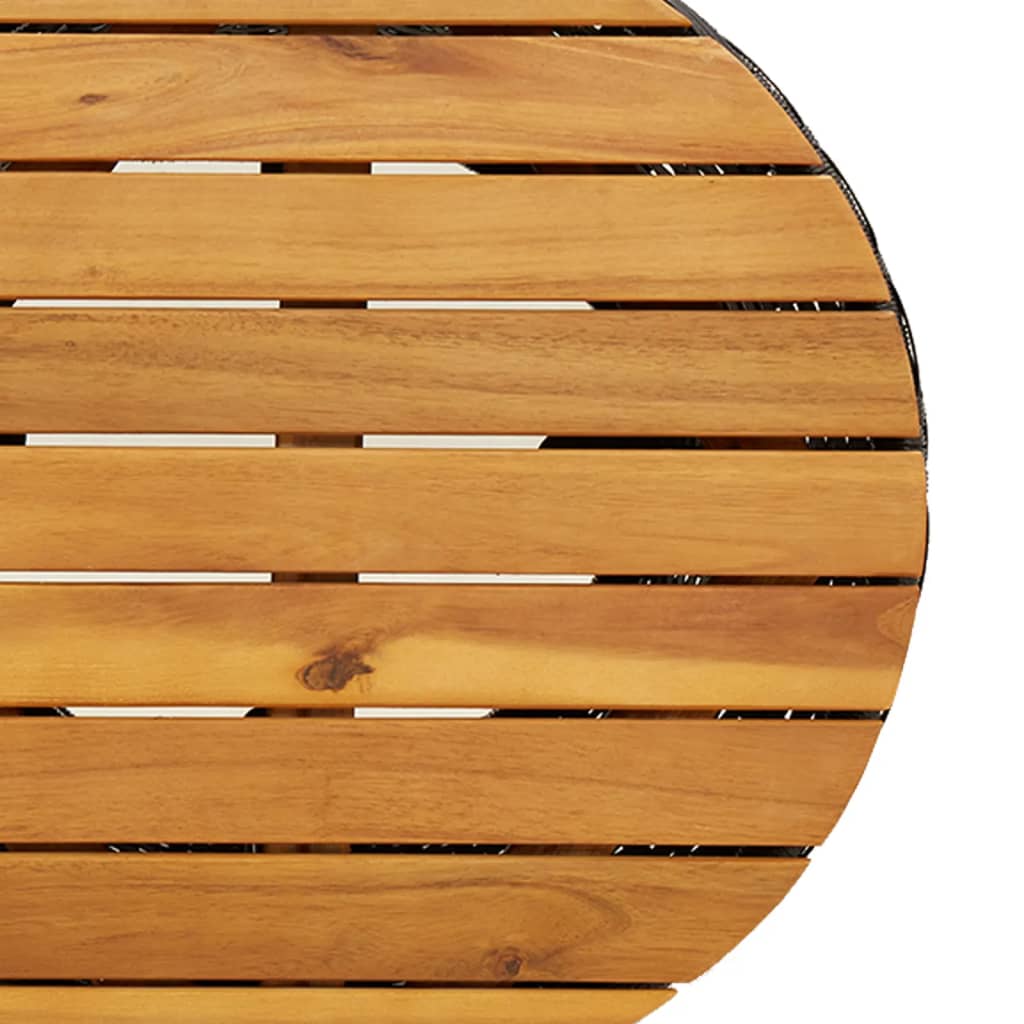 Tuinbijzettafel trommelvormig poly rattan en massief hout beige