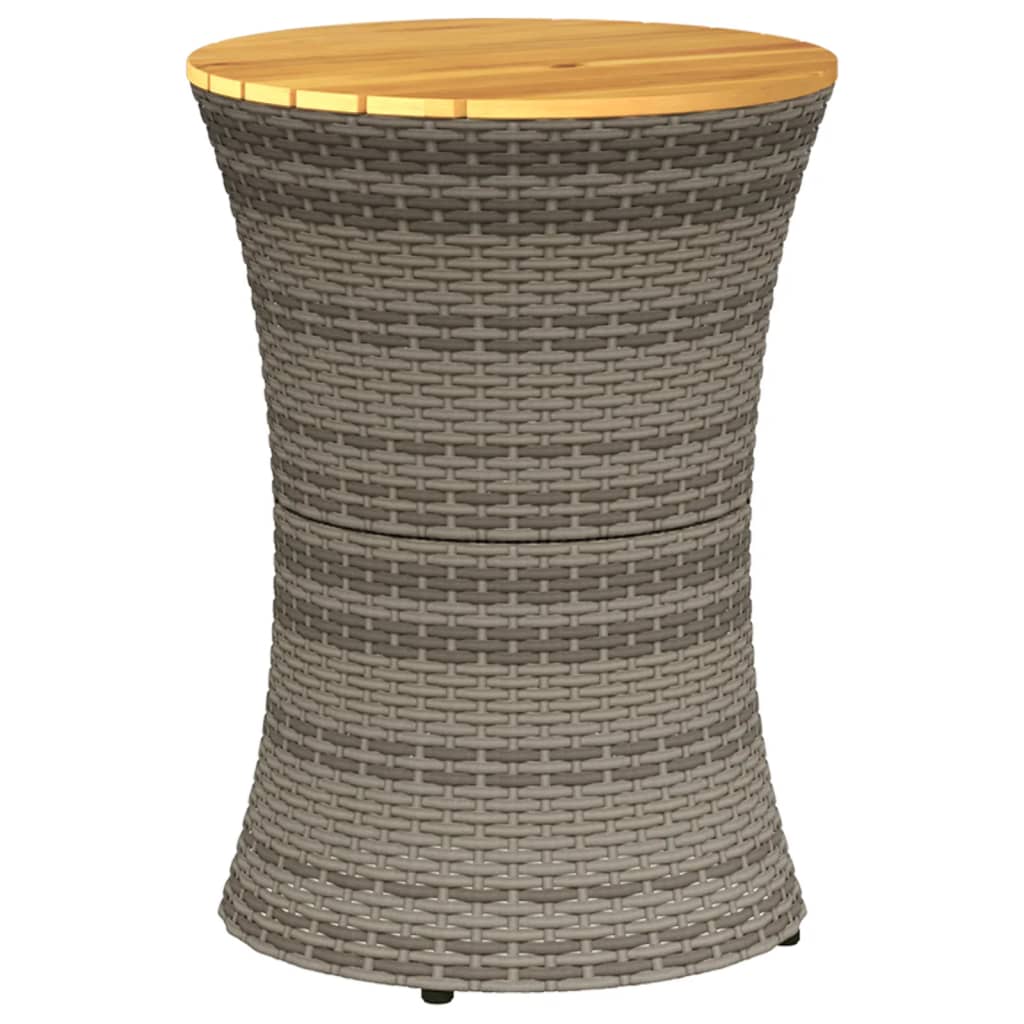 Tuinbijzettafel trommelvormig poly rattan en massief hout beige