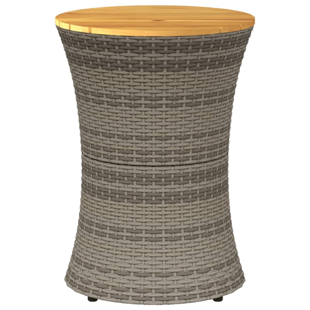 Tuinbijzettafel trommelvormig poly rattan en massief hout beige