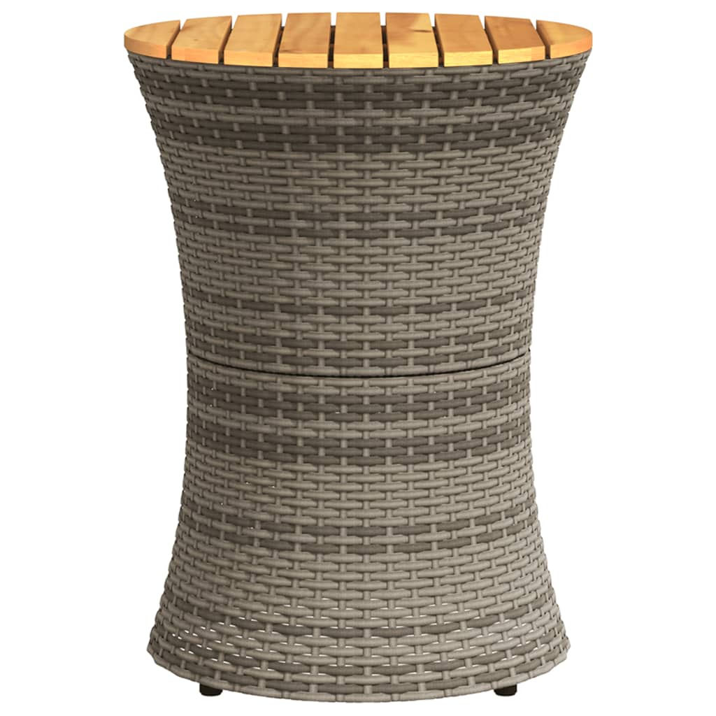 Tuinbijzettafel trommelvormig poly rattan en massief hout beige