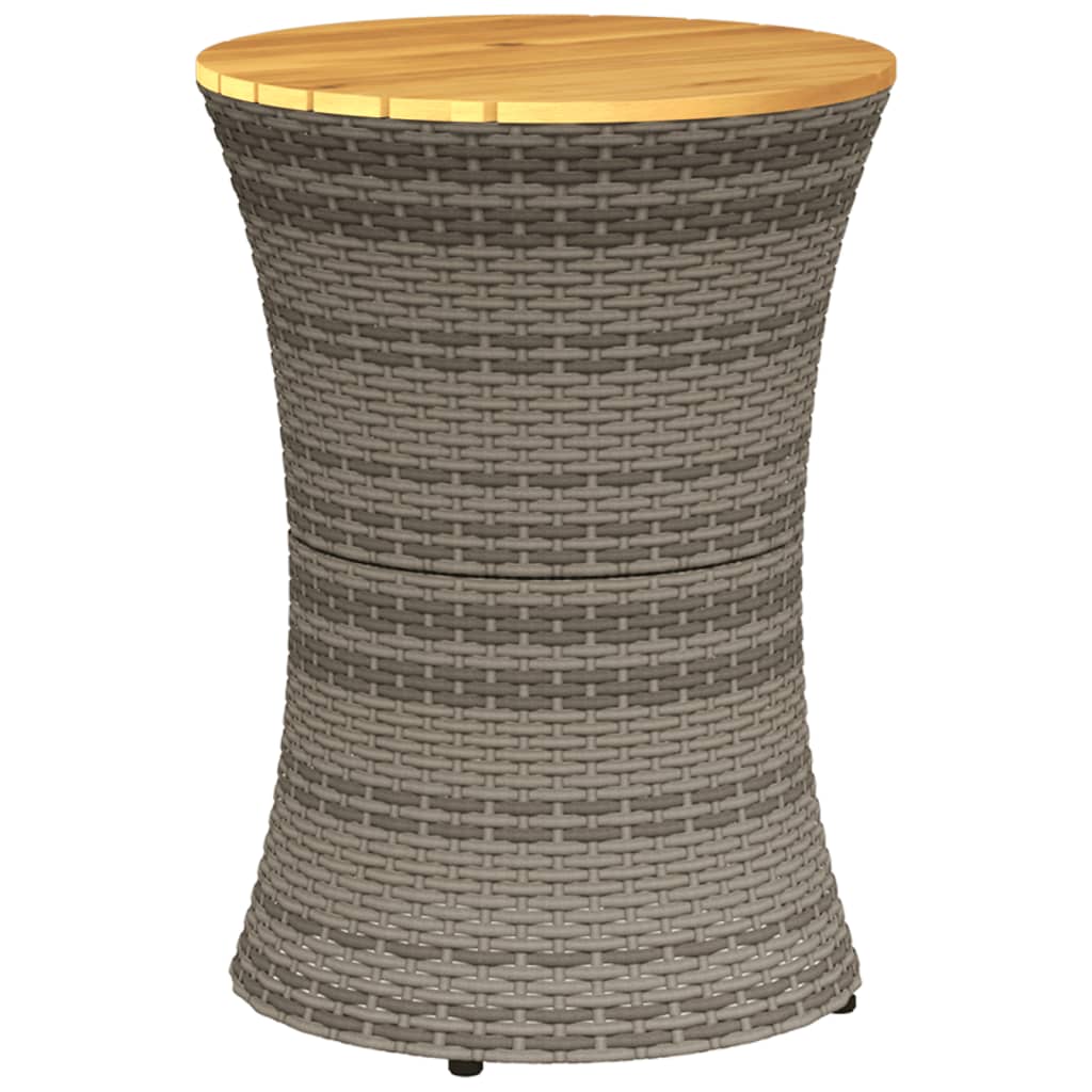 Tuinbijzettafel trommelvormig poly rattan en massief hout beige