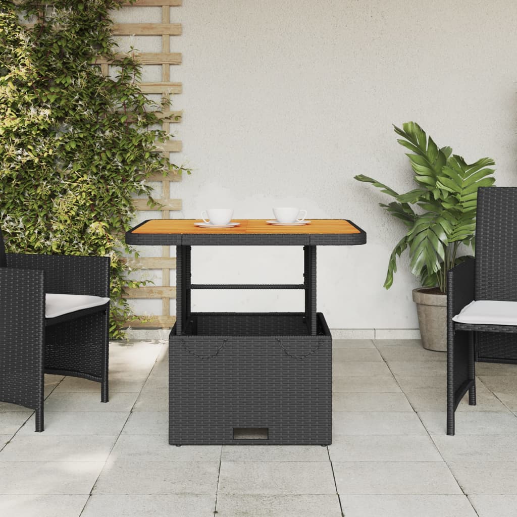 Tuintafel 80x80x71 cm poly rattan en acaciahout