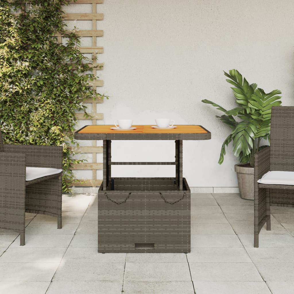 Tuintafel 80x80x71 cm poly rattan en acaciahout