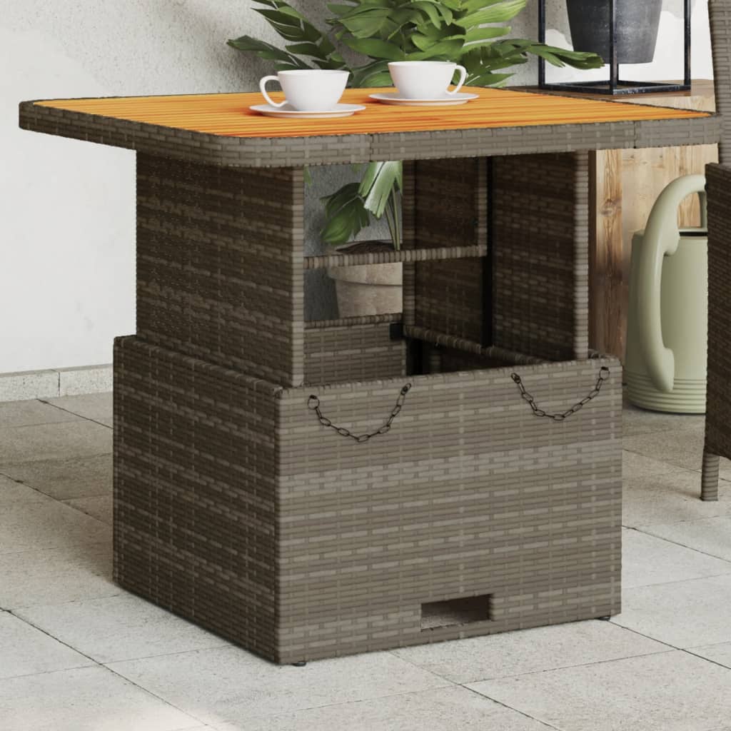 Tuintafel 80x80x71 cm poly rattan en acaciahout