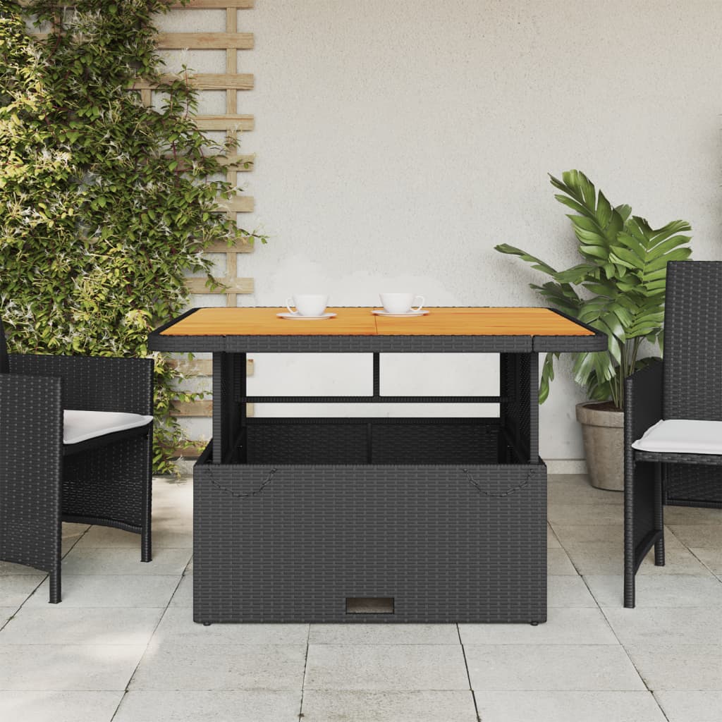 Tuintafel 80x80x71 cm poly rattan en acaciahout