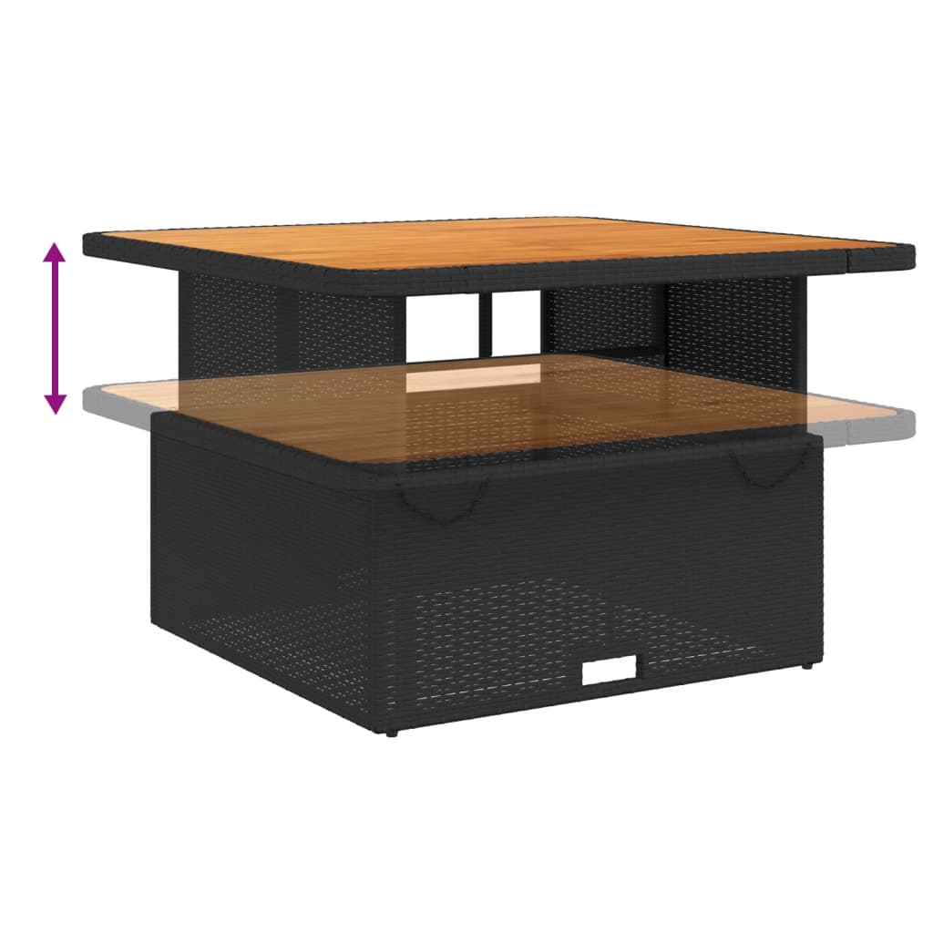 Tuintafel 80x80x71 cm poly rattan en acaciahout