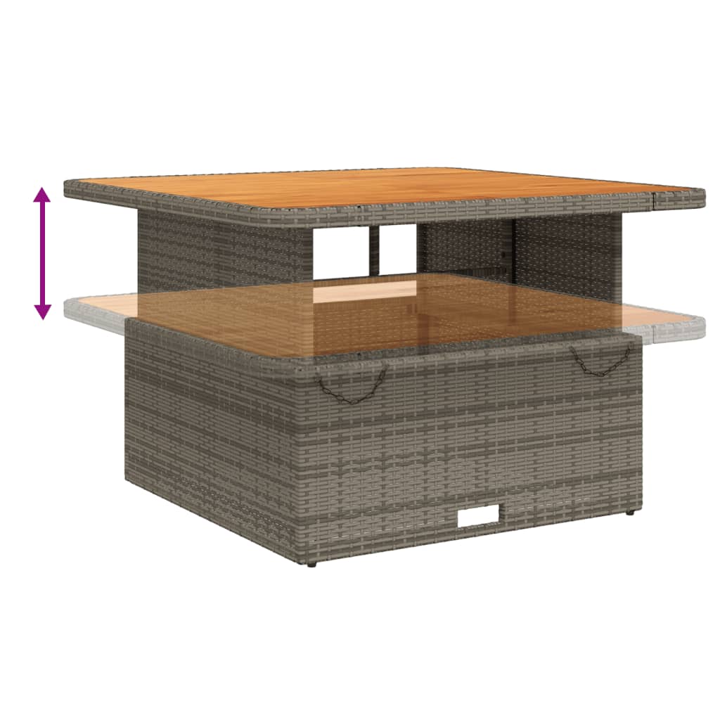 Tuintafel 80x80x71 cm poly rattan en acaciahout