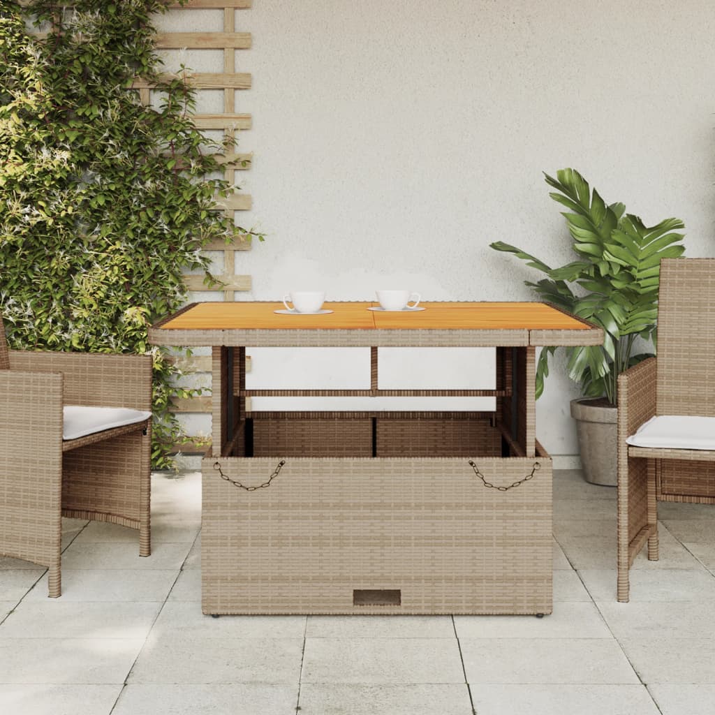 Tuintafel 80x80x71 cm poly rattan en acaciahout