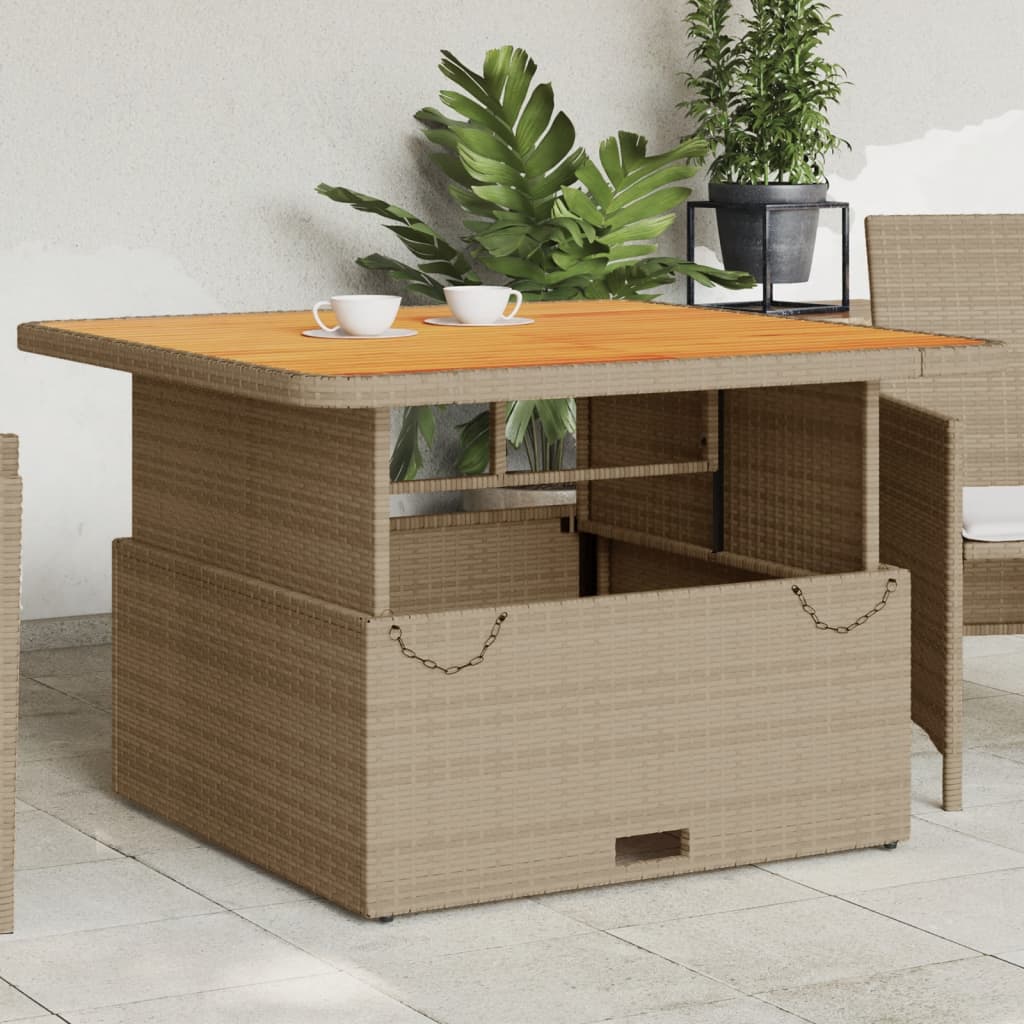 Tuintafel 80x80x71 cm poly rattan en acaciahout