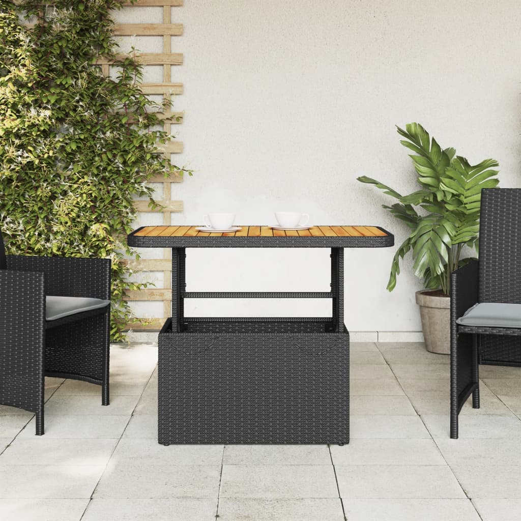 Tuintafel 80x80x71 cm poly rattan en acaciahout