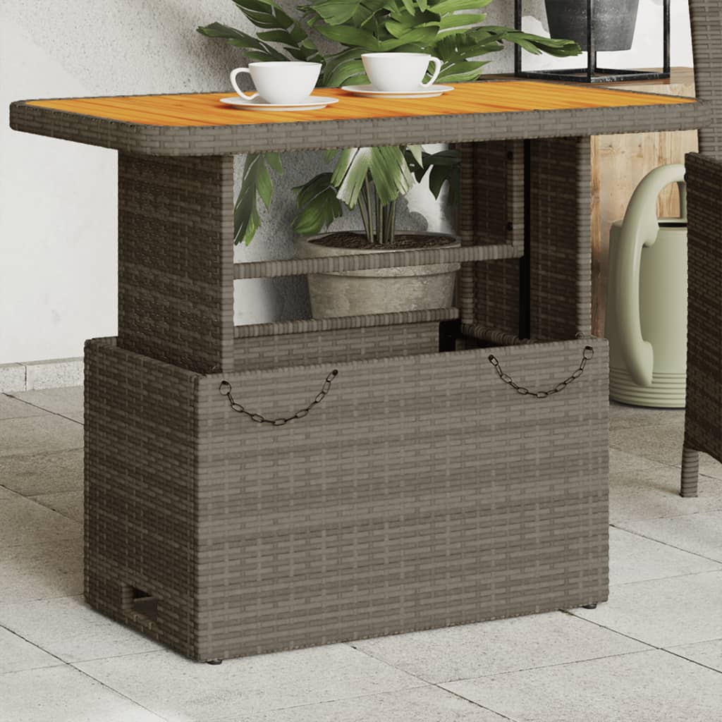 Tuintafel 80x80x71 cm poly rattan en acaciahout