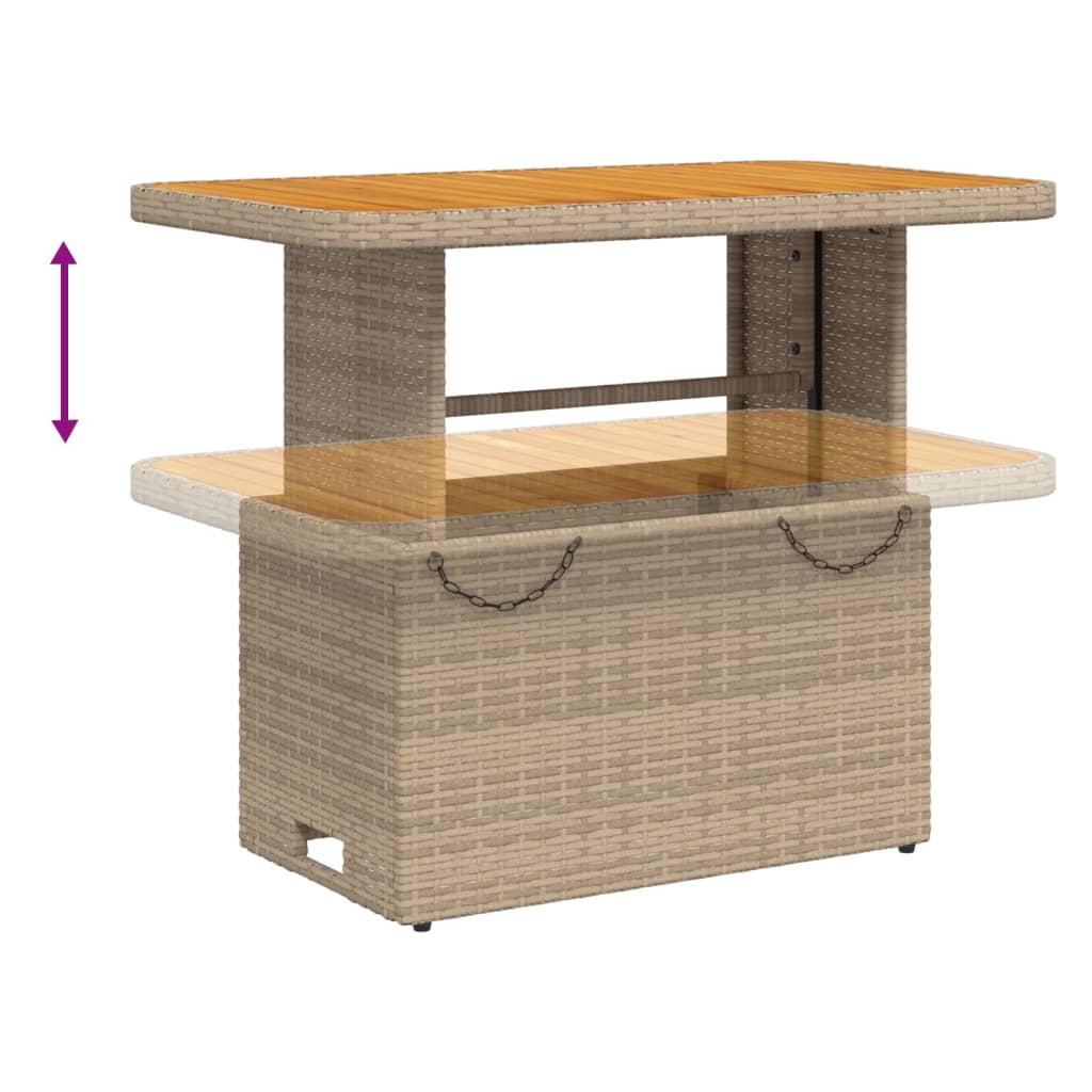 Tuintafel 80x80x71 cm poly rattan en acaciahout