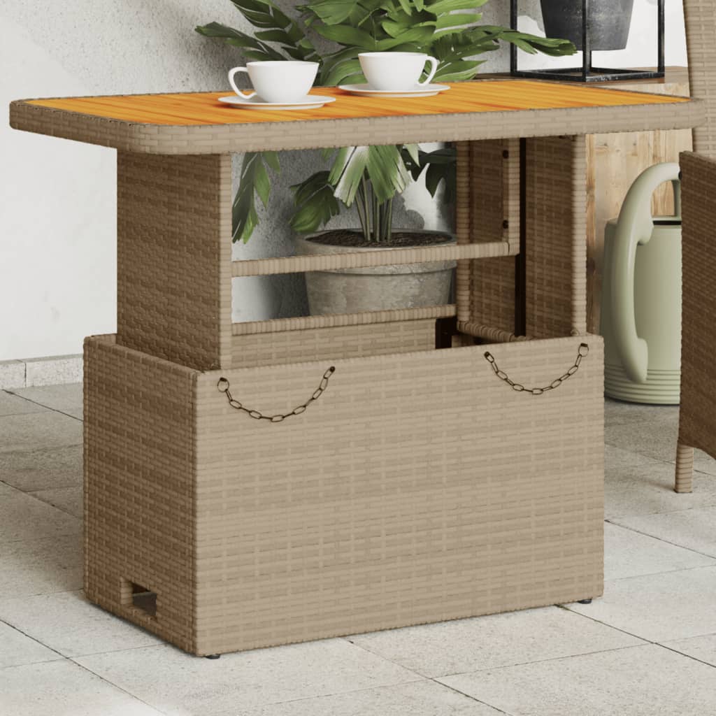 Tuintafel 80x80x71 cm poly rattan en acaciahout