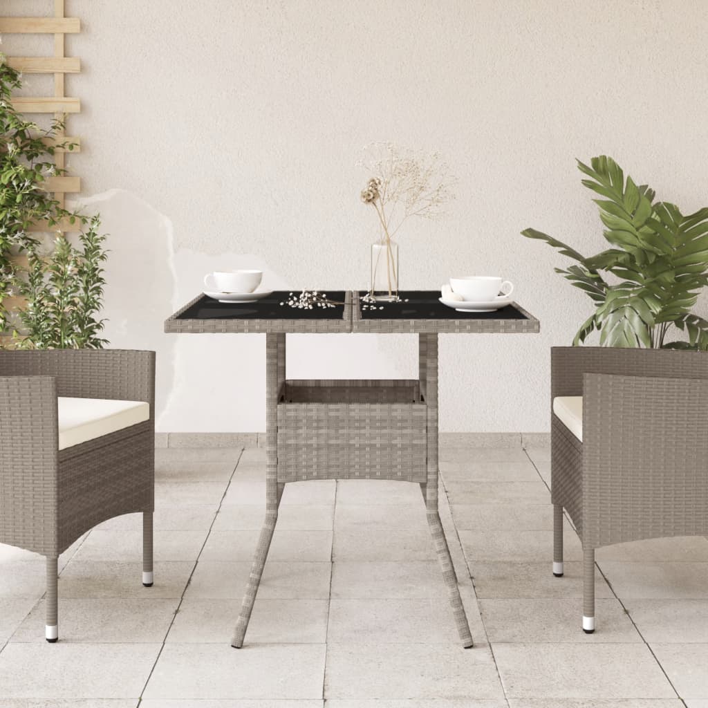 Tuintafel met acaciahouten blad 80x80x75 cm poly rattan