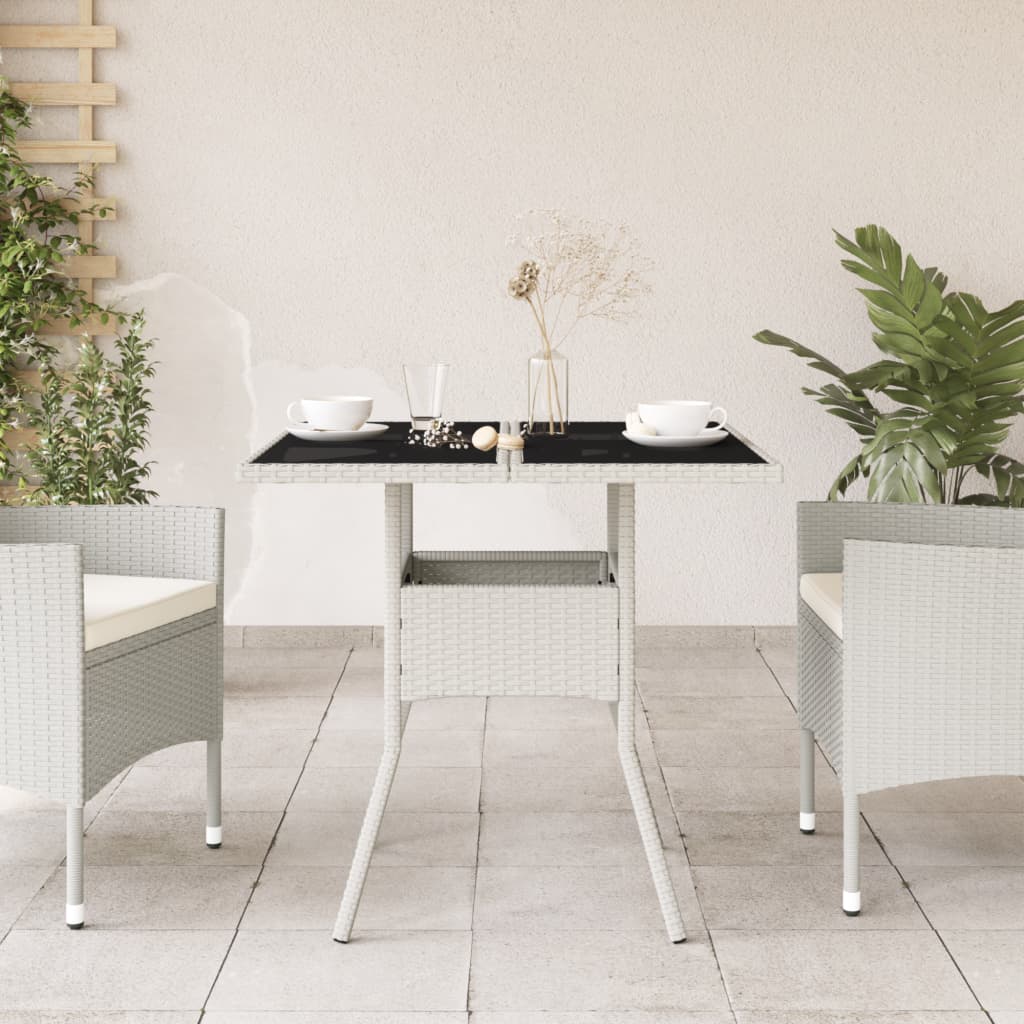 Tuintafel met acaciahouten blad 80x80x75 cm poly rattan