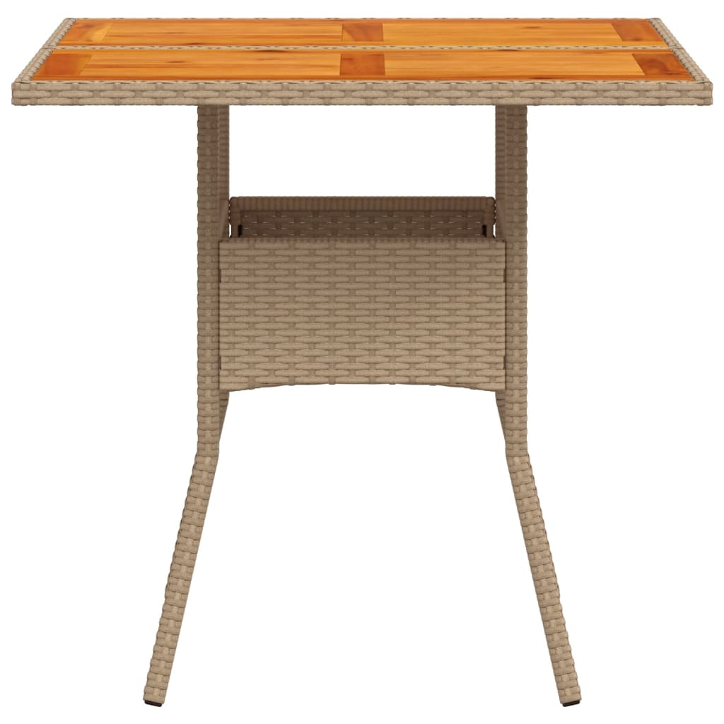 Tuintafel met acaciahouten blad 80x80x75 cm poly rattan