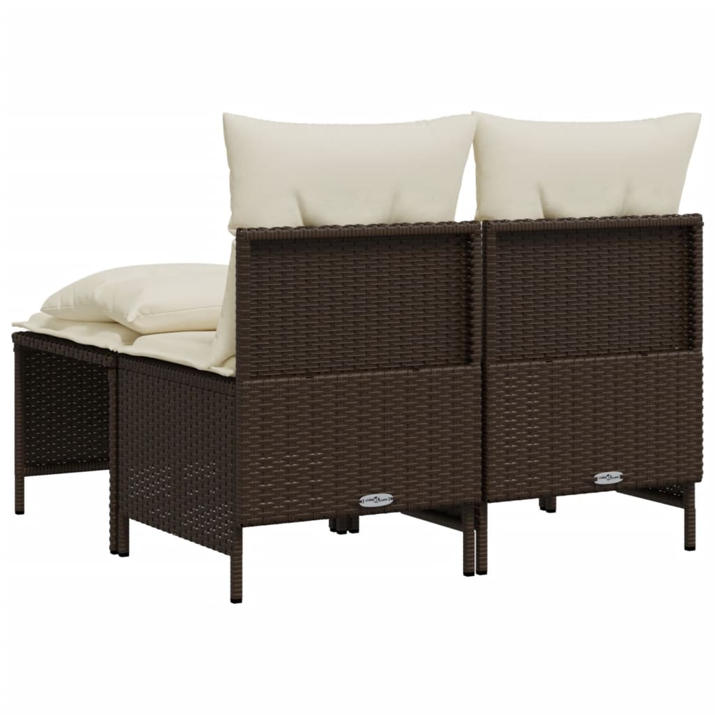 4-delige Loungeset met kussens poly rattan zwart