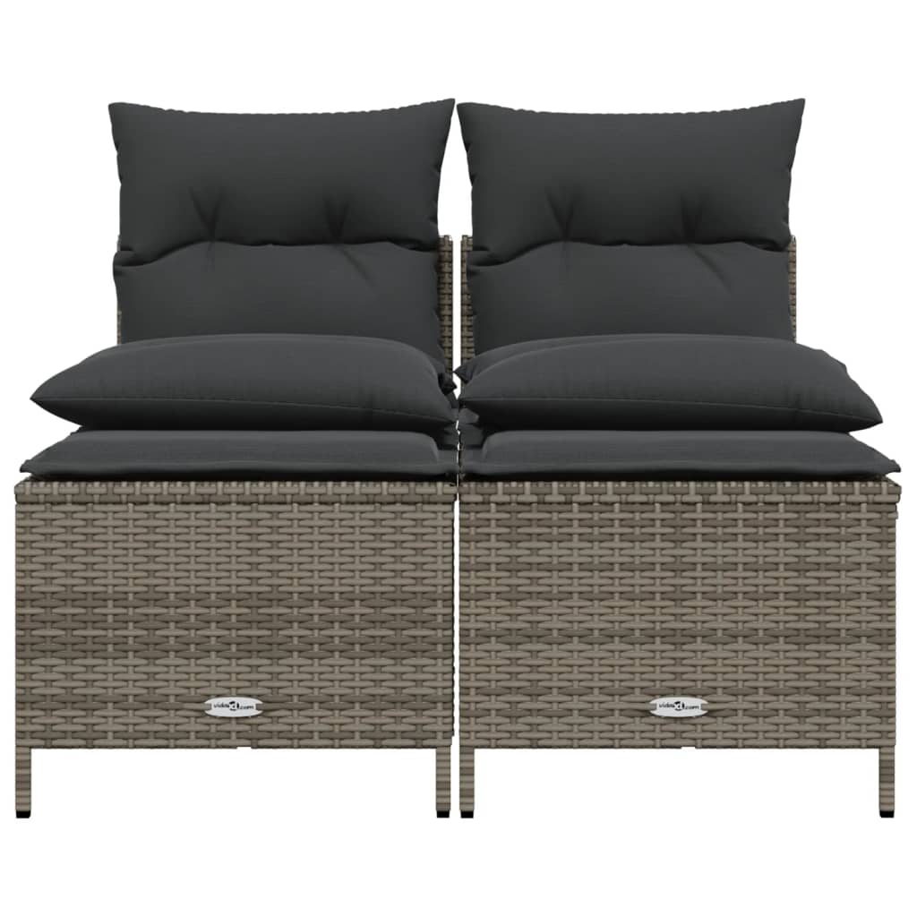 4-delige Loungeset met kussens poly rattan zwart