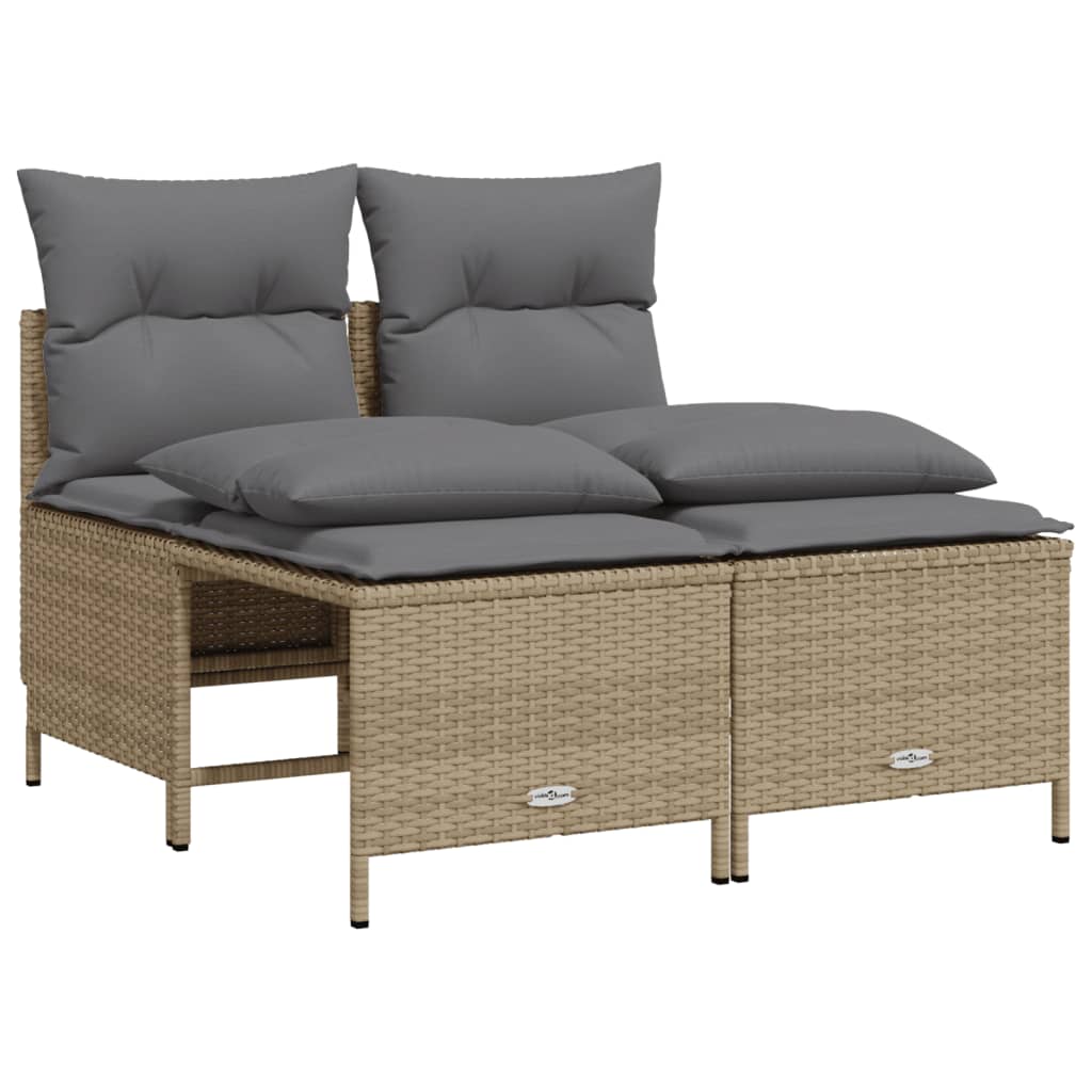 4-delige Loungeset met kussens poly rattan zwart