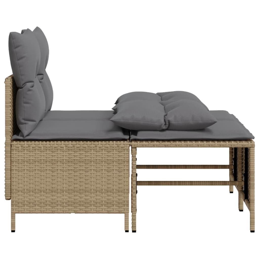 4-delige Loungeset met kussens poly rattan zwart