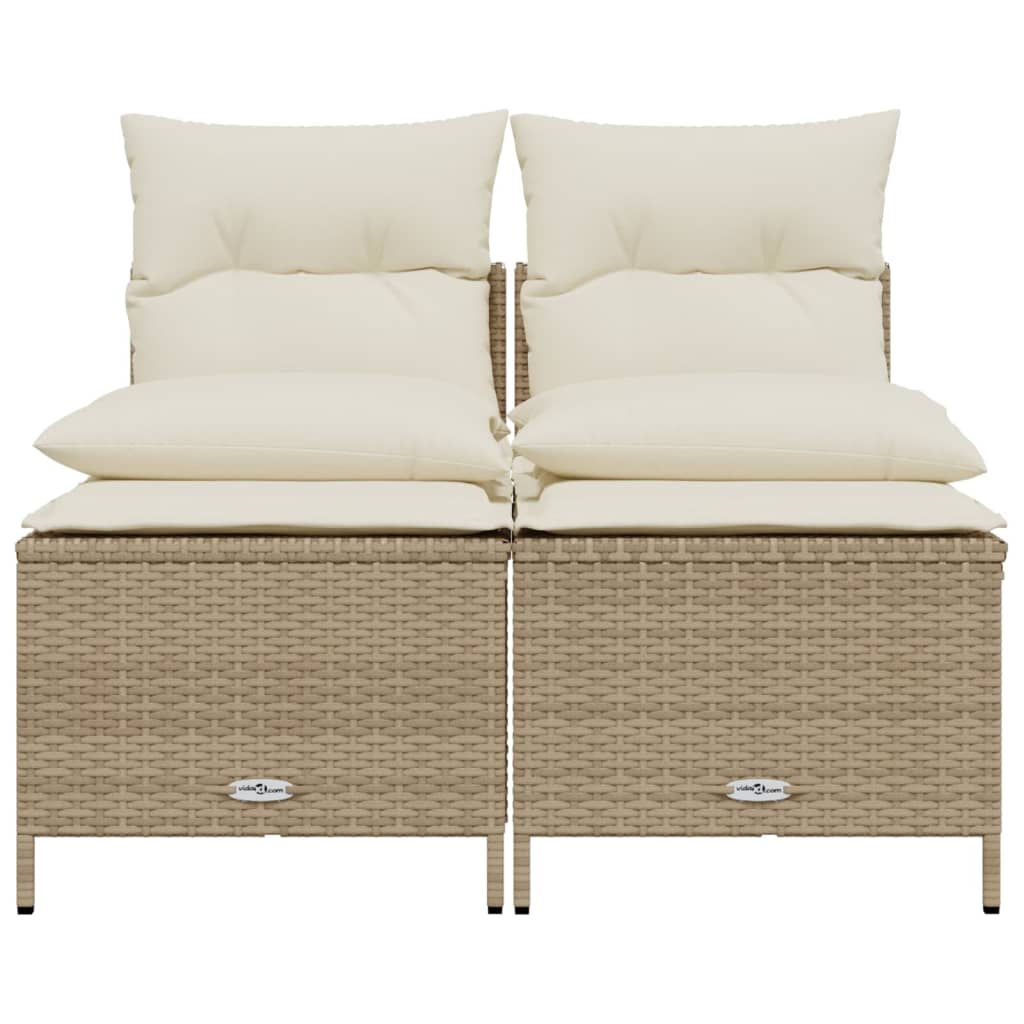 4-delige Loungeset met kussens poly rattan zwart