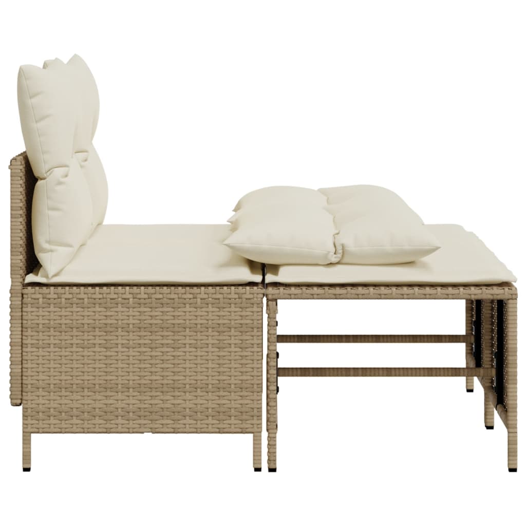 4-delige Loungeset met kussens poly rattan zwart