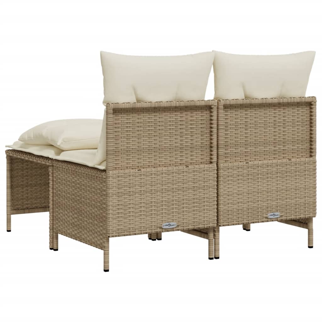 4-delige Loungeset met kussens poly rattan zwart