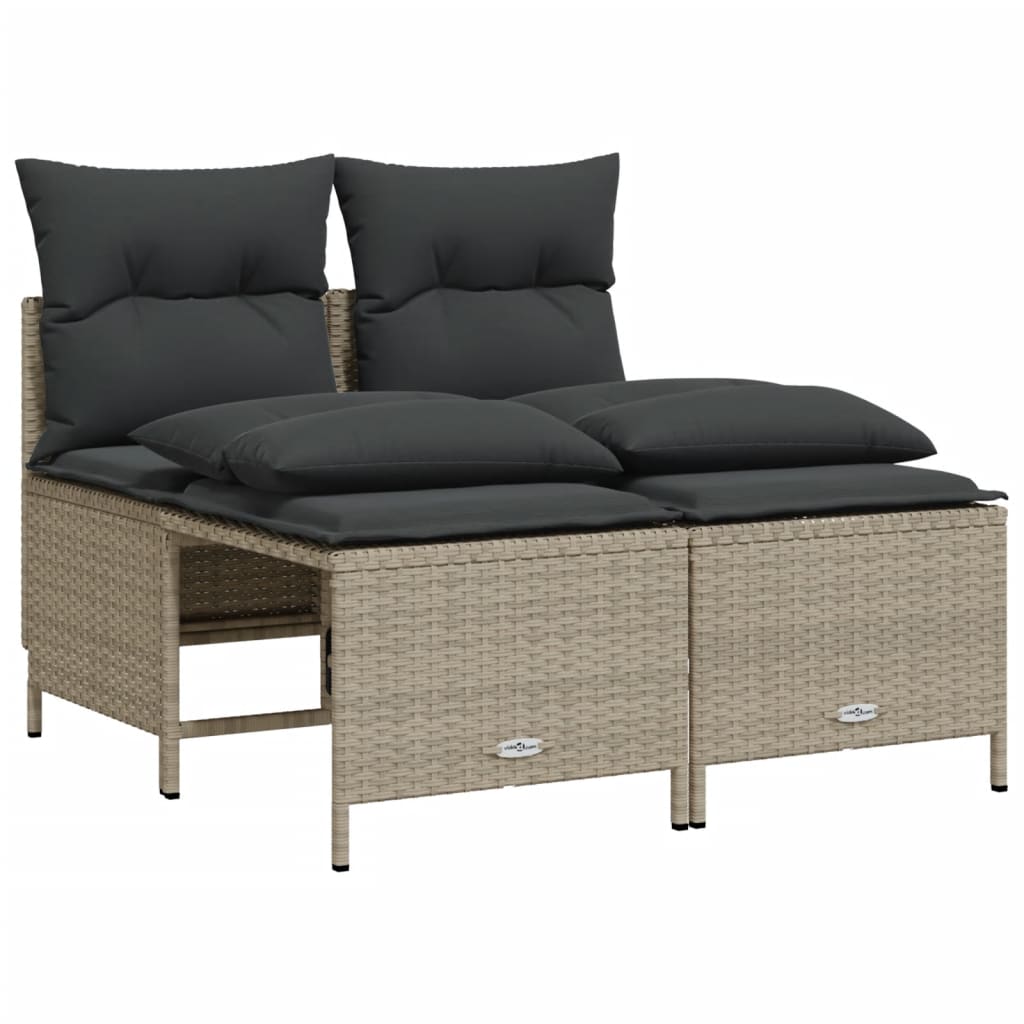 4-delige Loungeset met kussens poly rattan zwart