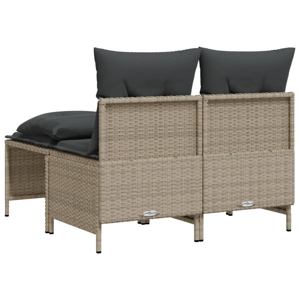 4-delige Loungeset met kussens poly rattan zwart