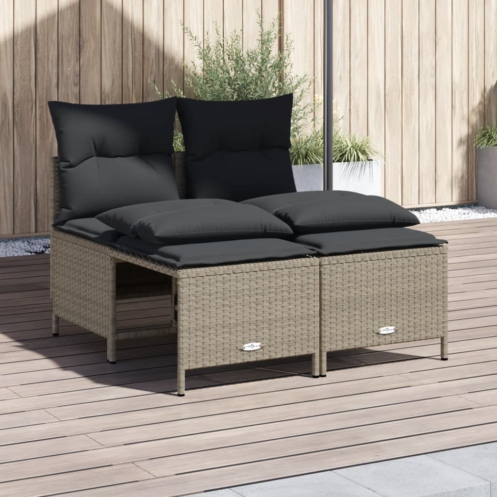 4-delige Loungeset met kussens poly rattan zwart