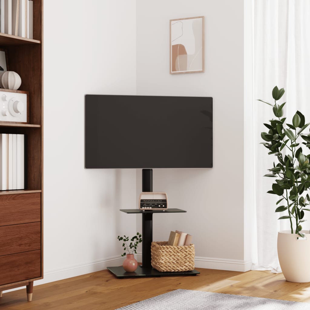 Tv-standaard hoekmodel 1-laags voor 32-65 inch zwart