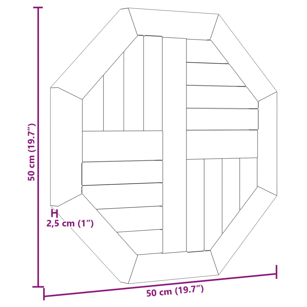 Tafelblad rond 2,5 cm 70 cm massief teakhout