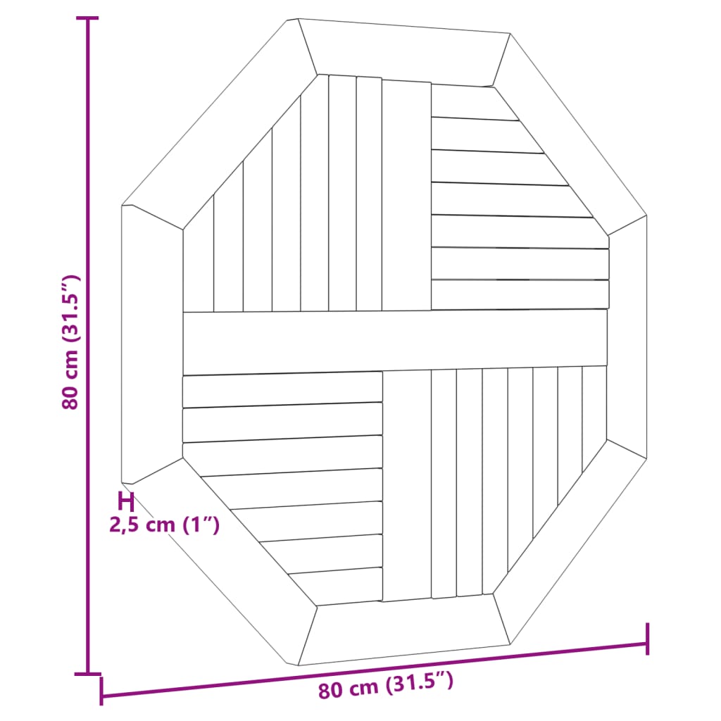 Tafelblad rond 2,5 cm 70 cm massief teakhout