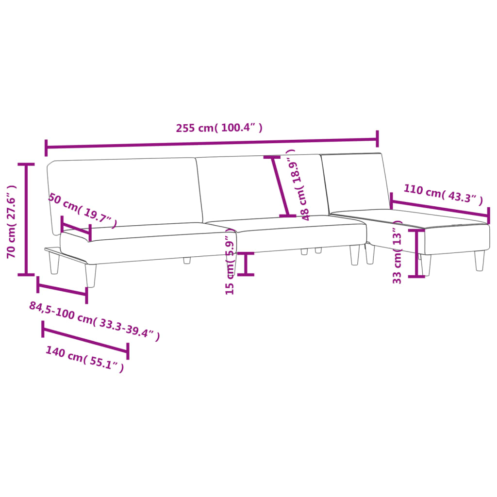 2-delige Loungeset stof zwart