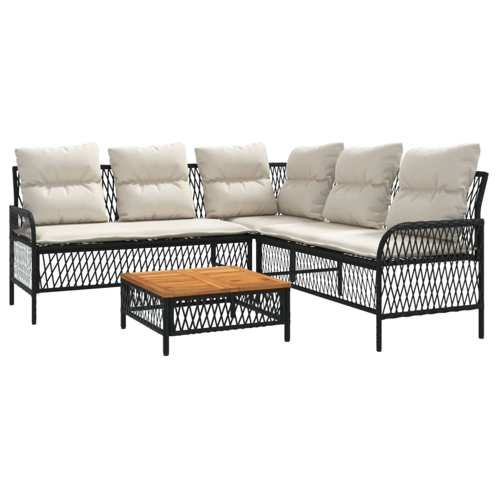 2-delige Loungeset met kussens poly rattan beige