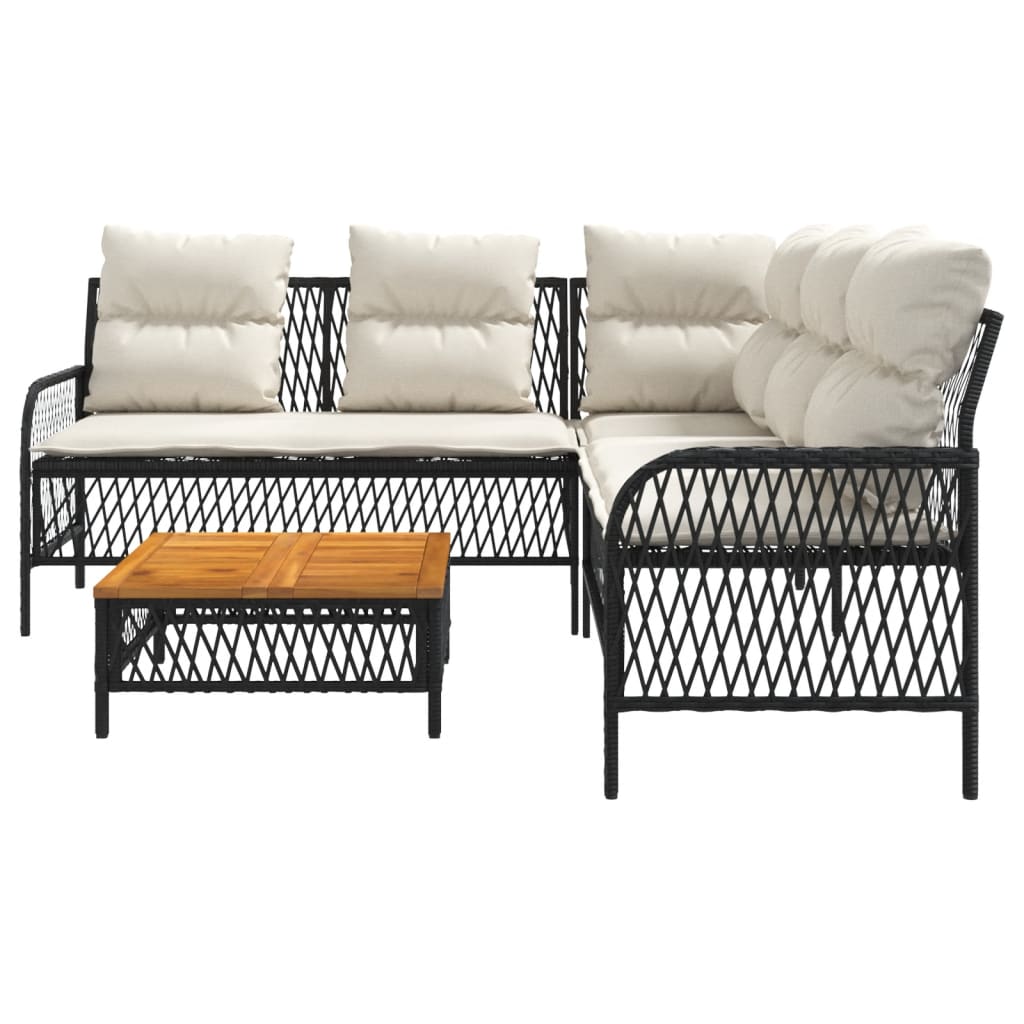 2-delige Loungeset met kussens poly rattan beige