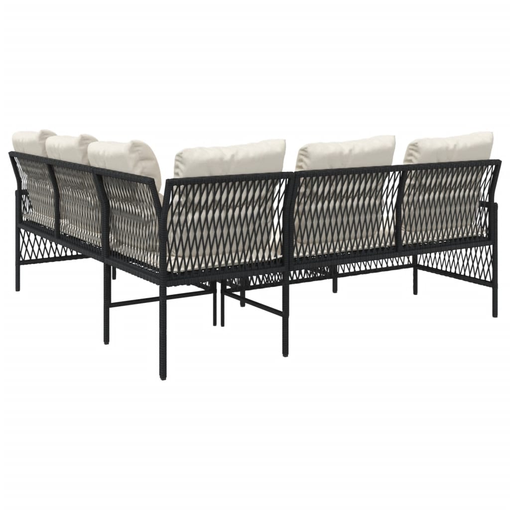 2-delige Loungeset met kussens poly rattan beige