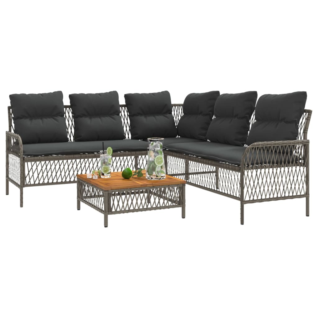 2-delige Loungeset met kussens poly rattan beige