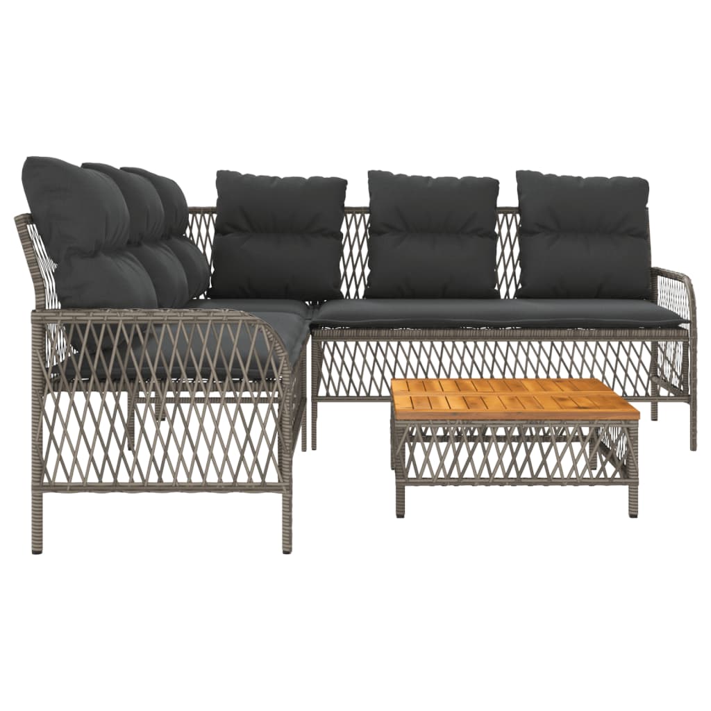 2-delige Loungeset met kussens poly rattan beige