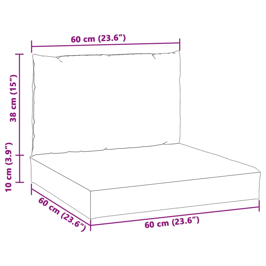 Palletkussens 2 st stof gemêleerd crèmekleurig