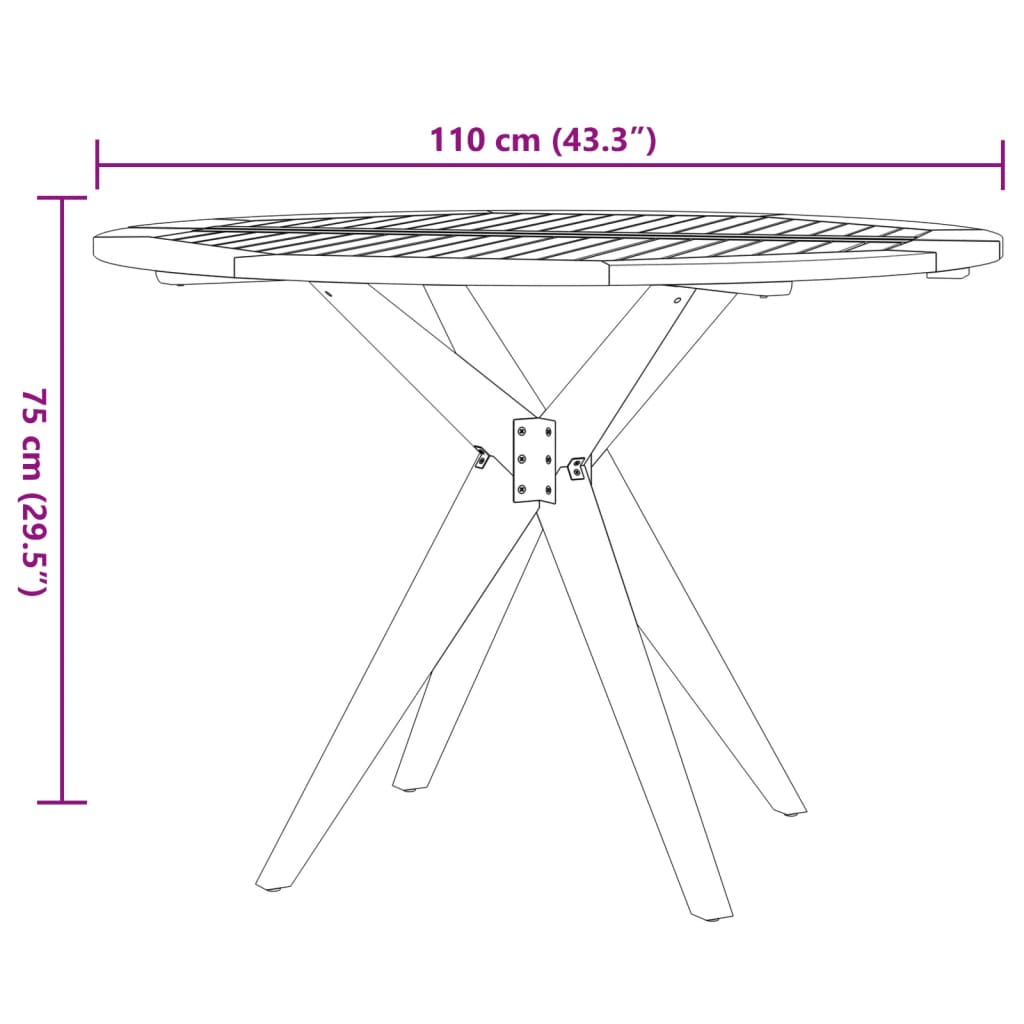 Tuintafel rond Ø85x75 cm massief acaciahout