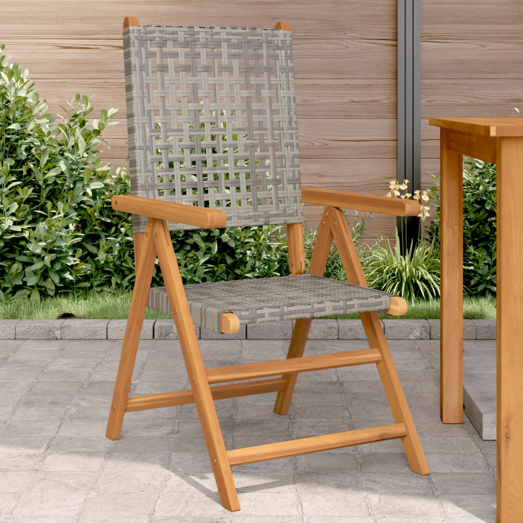 Tuinstoelen 6 st verstelbaar poly rattan en massief hout