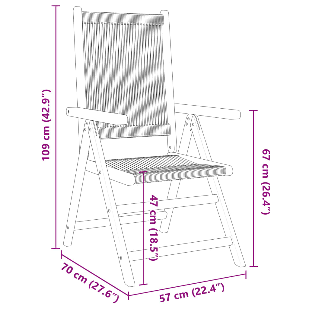 Tuinstoelen 4 st verstelbaar massief acaciahout